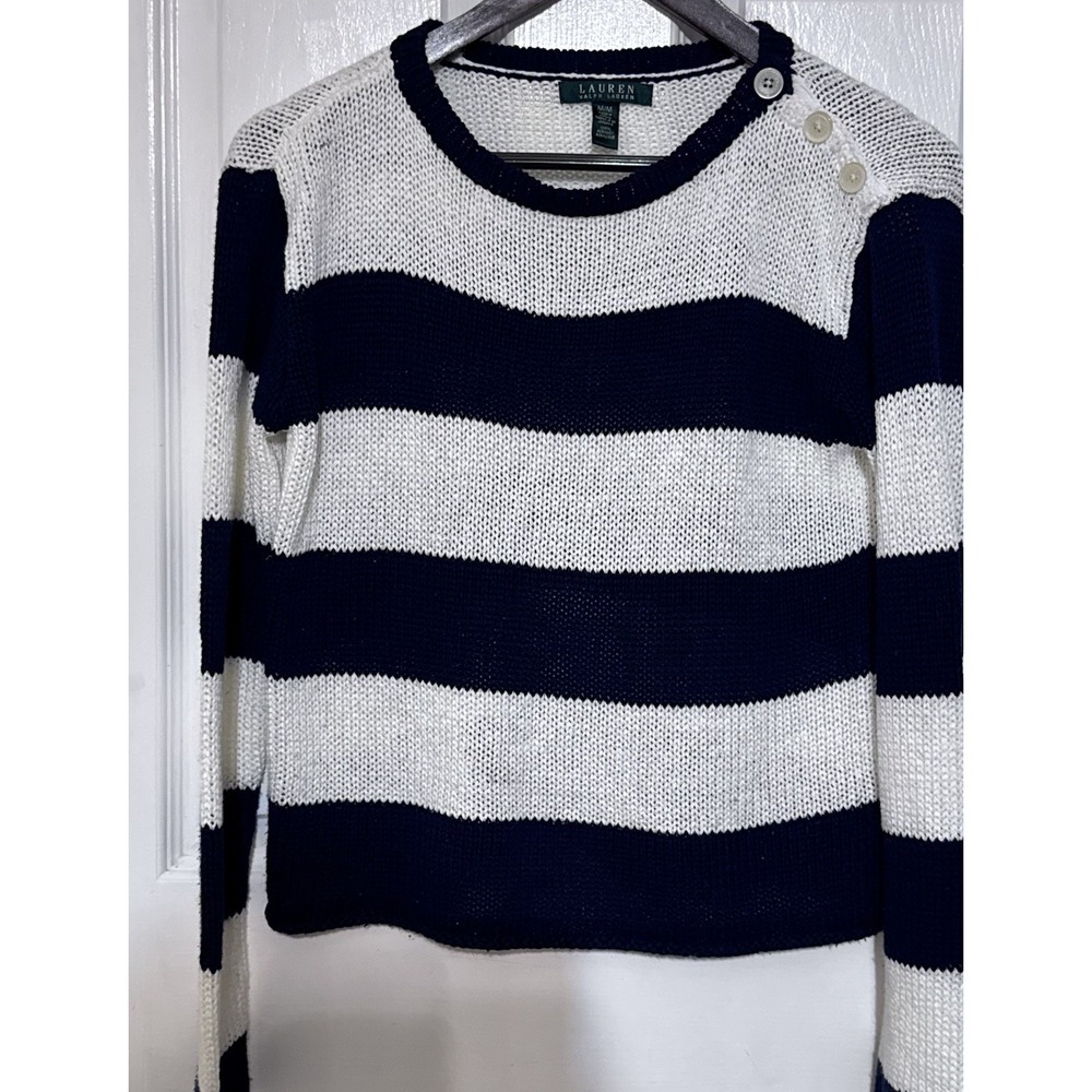 Ralph Lauren Blue & White‎ Fisherman Sweater Size Medium Acrylic